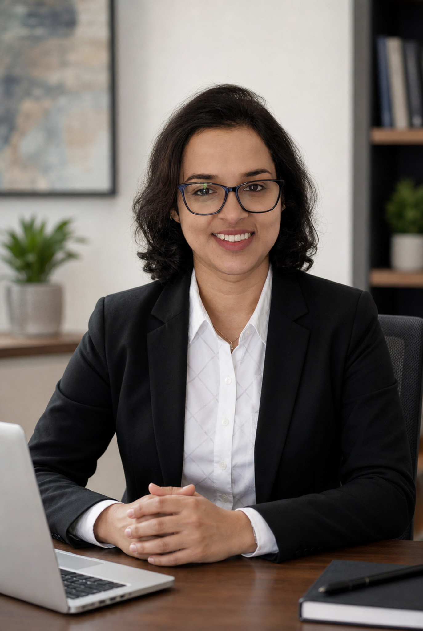 Firefly_gpt-image_Create a profesional photo of Devsmita sitting confidently in professional attire 653766